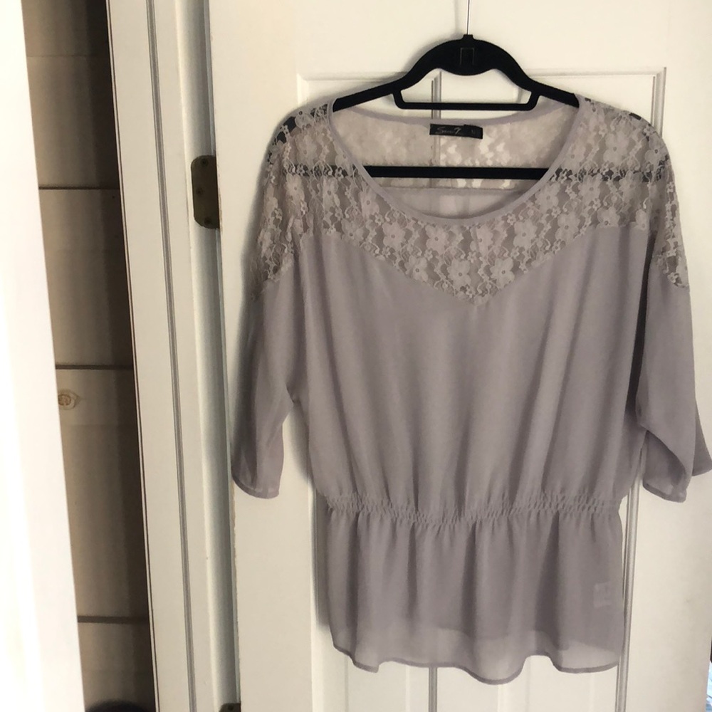 Seven 7 Elbow Length Lace Detail Blouse
